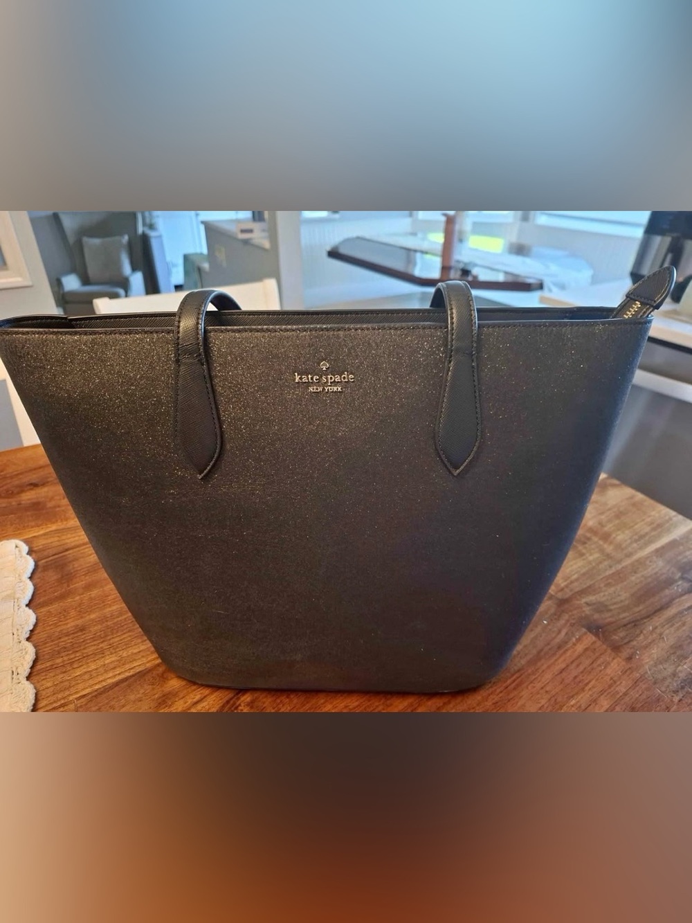 kate spade New York Black Glitter Tote